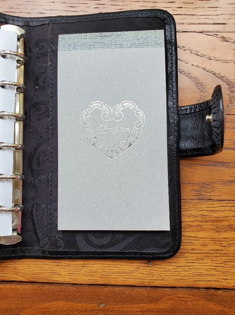 Brighton Black Heart Canvas Leather 6 Ring Binder Planner Agenda A7 size